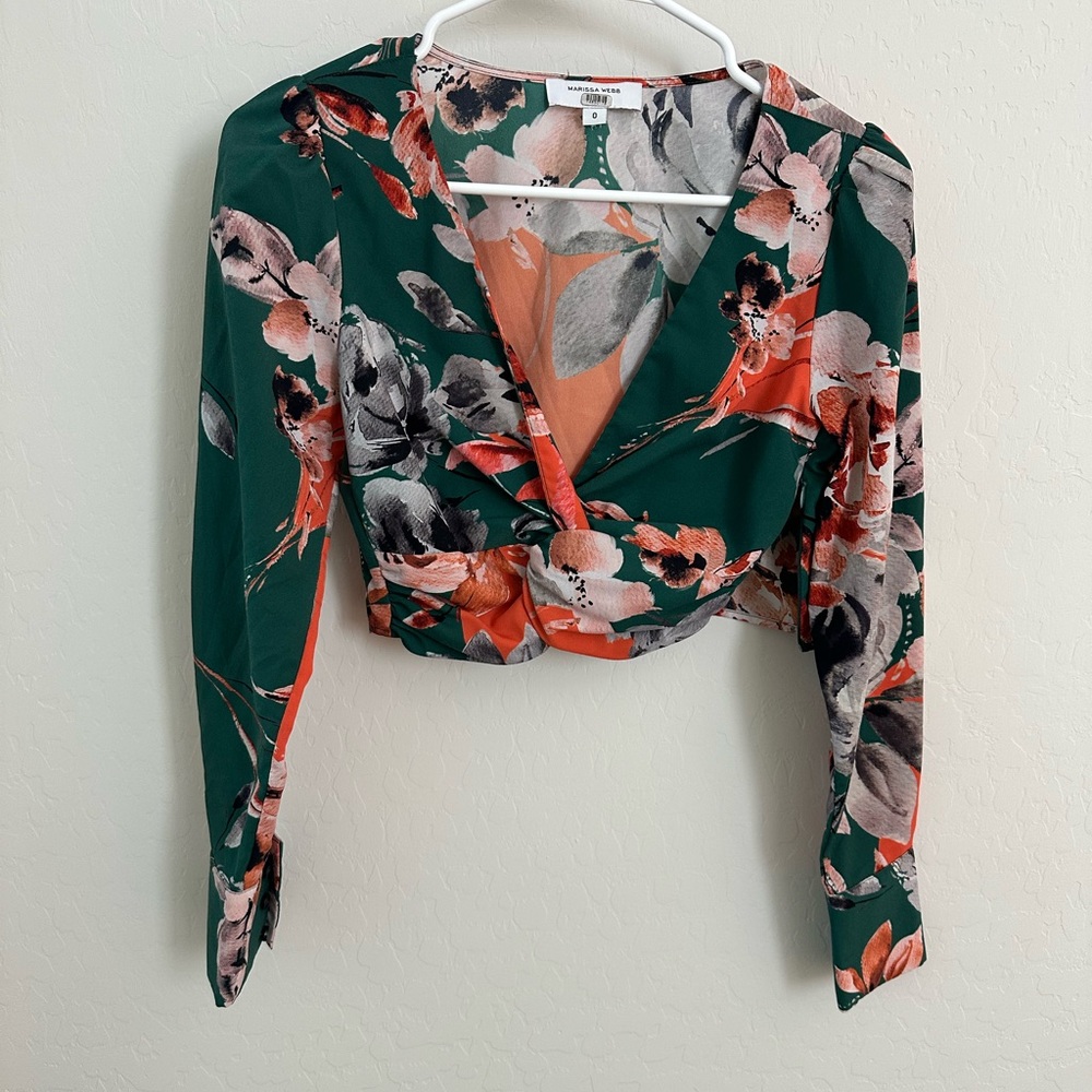 Marissa Webb Floral Twist Front Top
